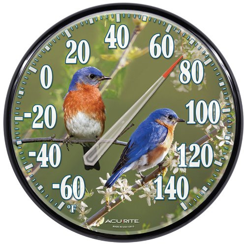 AcuRite 01598A1 12.5-Inch Wall Thermometer, Bluebirds