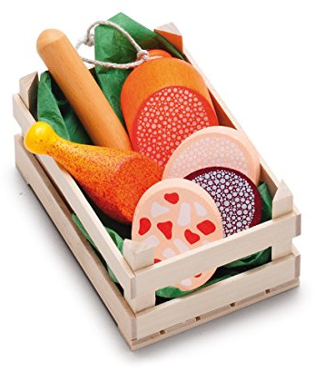 Erzi 28245 Sortiment Wurstwaren, klein aus Holz, Kaufladenartikel für Kinder, Rollenspiele | für Kinder, Kaufmannsladen, Rollenspiele, Kreative Spielwelten gestalten