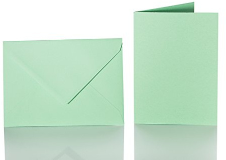 Paper24 Faltkarten Set mit Brief-Umschlägen je (25 Stück in der Farbe Hellgrün) DIN C6 114x162 mm A6 150 x 100 mm