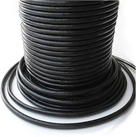 Auroris - 25 m cordo di pelle rotondo diametro 2 mm nero