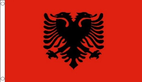 Flagge von Albanien, 100 % Polyester, ideale Dekoration für Kneipen/ Clubs/ Schule/ Festival/ Büro/ Party, 150 x 90 cm