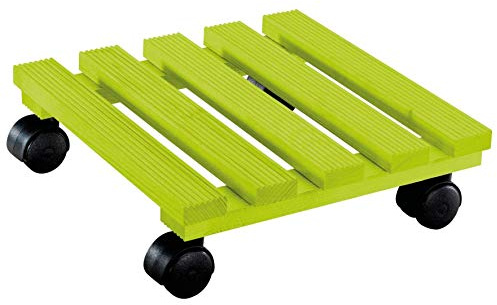 Wagner Pflanzenroller Country 29 x 29 x 8 cm I Blumenroller für den Innenbereich I Rutschsicheres Rollbrett I Kübelroller aus FSC® Massivholz, Limegreen I Tragkraft 100 kg I Made in EU - 20019501