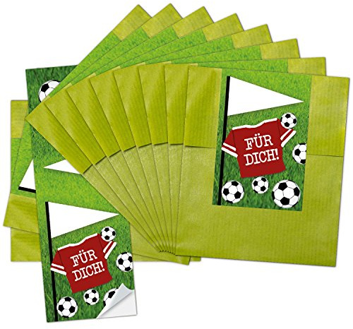 Logbuch-Verlag 25 Fußball Party Verpackung 9,5 x 14 cm Mitgebsel Kinder Geburtstag Deko Für dich Aufkleber Sticker grün Geburtstagstüte
