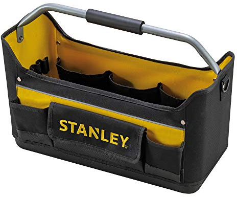 STANLEY Tools Werkzeugtrage / Werkzeugtasche (44.7x27.7x25.1cm, 600 Denier Nylon, ergonomischer Gummihandgriff, wasserdichter Kunststoffboden, Schultergurt und Tragebügel) 1-96-182 Multicolor