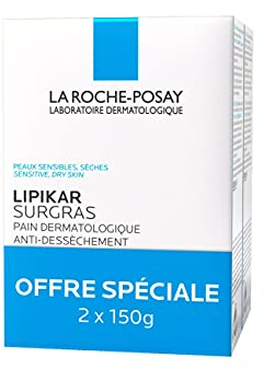La Roche-Posay, Lipikar, rückfettende Brotseife gegen Austrocknen, ideal für empfindliche und trockene Haut, beruhigt das Spannungsgefühl, angereichert mit Sheabutter und Niacinamid, 2 Stück