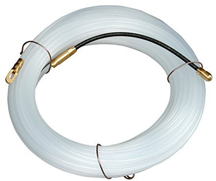 Electraline 61050 Sonda passacavi in Nylon con molla cercacurva, 10 mt, Diametro 3 mm, Bianco