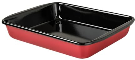 Riess, 0402-020, Bratrohrpfanne hoch 33/42, CLASSIC - COLOR ROT, Maße 41,6×32,8 cm, Höhe 7.0 cm, Emaille, rot/schwarz, Bräter, Auflaufform, Induktion