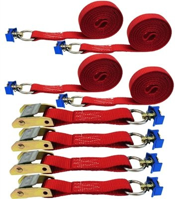 Cargo Equipment Corp. (4 Pack) 1 Red Cam Buckle Strap -Single Stud L-Track 6ft