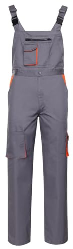 Stenso Desman - Pantalones con Peto de Trabajo para Hombre - Gris/Naranja - 48