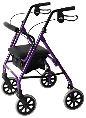 Days Leichter zusammenklappbarer Rollator mit vier Rädern, Gehhilfe mit gepolstertem Sitz, abschließbaren Bremsen und Tragetasche, eingeschränkte Mobilitätshilfe, für ältere oder behinderte Menschen, Lila, 105/Medium