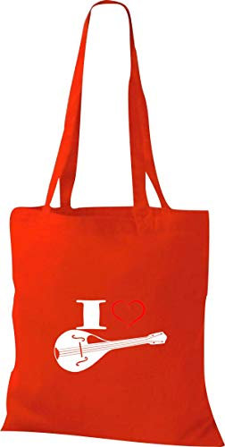 Shirtstown Pochette en tissu Musique I Love Mandoline - Rouge - Rot,