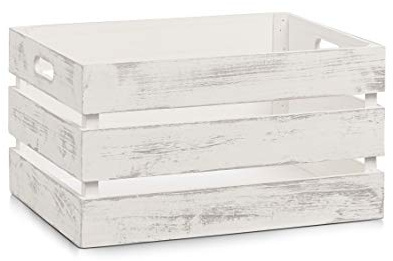 Zeller 15132 Cesto Contenitore Vintage-Weiß, Legno, Bianco, 39x29x21 cm