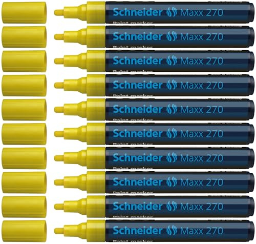 Schneider Maxx 270 lackmarkör (rund spets, utbytbar spets, 1–3 mm) förpackning med 10 gul