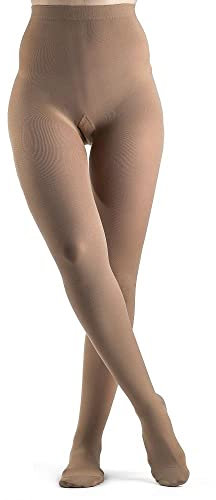 Sigvaris Weiche, blickdichte Strumpfhose, 20–30 mmHg, Damen, geschlossener Zehenbereich, kurze Länge, klein, schwarz, mittellang, hautfarben