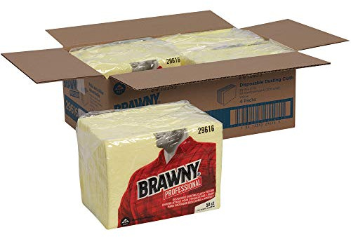 Georgia-Pacific Brawny Yellow 1/8 Fold Disposable Dusting Cloth by GP PRO, 24 Length x 17 Width, 29616 (Case of 4 Packs, 50 Cloths per Pack)