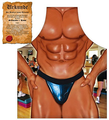 Sexy Grillschürze ! Top Scherzartikel zum Geburtstag, für Partys, Karneval,…: Mister Fitness !! GRATIS Urkunde dabei !!