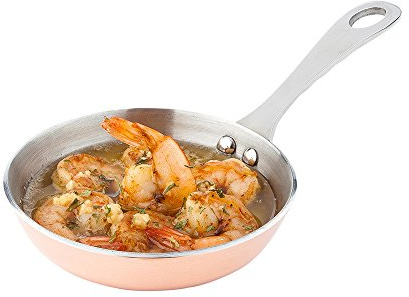Restaurantware 4 Inch Mini Frying Pan 1 Round Egg Pan - With Handle Stain Resistant Copper Stainless Steel Small Frying Pan Dishwasher Safe For Scrambles Appetizers Or Desserts