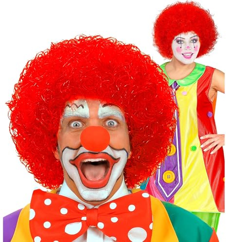 W WIDMANN MILANO Party Fashion - Clownsperücke für Erwachsene aus Kunsthaar, Lockenperücke für Karneval & Halloween