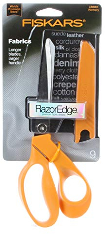 Fiskars RazorEdge Stoffschere, 22,9 cm, robuste Stoffschere mit ergonomischem Griff, Orange