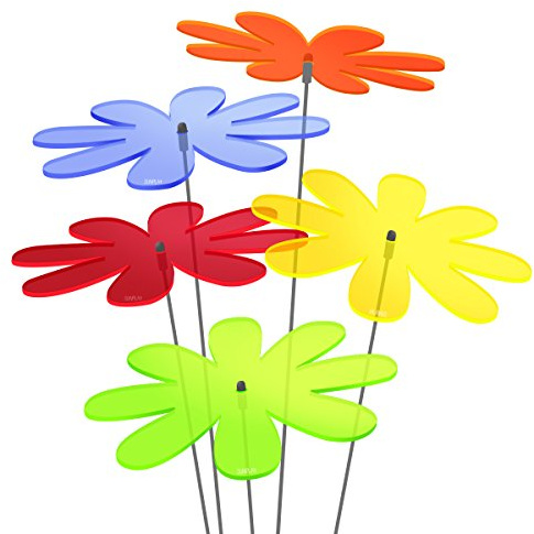 SUNPLAY Sonnenfänger Gänseblümchen im FARBMIX, 5 Stück zu je 20 cm Durchmesser im Set + 70 cm Schwingstäbe