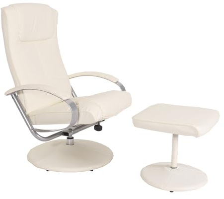 Mendler Relaxliege Relaxsessel Fernsehsessel N44 mit Hocker - Creme-weiß | Relaxsessel, Fernsehsessel