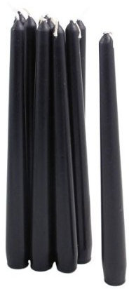 10 Bolsius Black Non Drip Dinner Taper Candles, 25cm, 7.5hrs