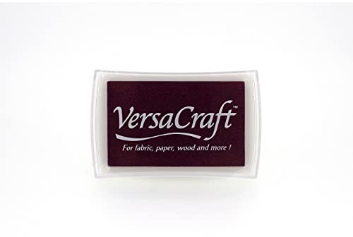 Tsukineko VersaCraft Stempelkissen - Violett, Burgundy - Groß - Wasserbasis, Deckend, Beständig gegen Ausbleichen - Embossing