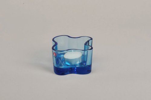 Iittala Aalto Leuchter, Windlicht türkis blau 5,5 cm - geschwungener Teelichthalter