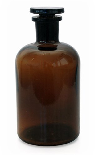 Apothekerflaschen 5 x 500 ml - Farbe: Braun - inkl. Glasstopfen *** Enghalsflasche Apothekerglas Stopfenflasche Laborflasche Laborglas Rundschulterflasche ***