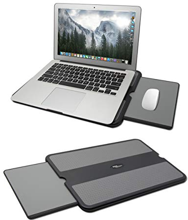 MAX SMART Tapis Portable pour Ordinateur Portable avec Plateau de Souris rétractable, Bouclier Thermique antidérapant, Station de Travail pour la Maison, Le Bureau, Le Fauteuil inclinable, Les