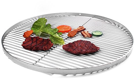 Griglia di cottura 50 cm in acciaio inox barbecue girevole treppiede con anello 3 fori per tritare esterno da appendere