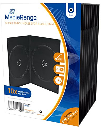 MediaRange DVD-Leerhülle, schmal, für 2 Discs, 9mm, schwarz, 10er Pack BOX34