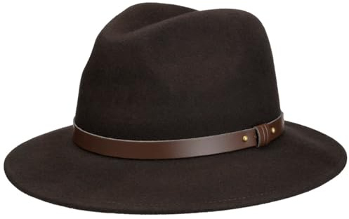 LIERYS Rollhut Herren Filzhut mit Lederband Wasserabweisender Wollfilzhut Rollbarer Traveller breite Krempe Hut Sommer Winter Regen braun L (58-59 cm)