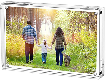 Boxalls Magneticsche ACRYI Foto-Bilderrahmen,Haelt 13X18cm Fotos, 10mm+10mm Dicker Transparent (13X18cm-Vertikaler)