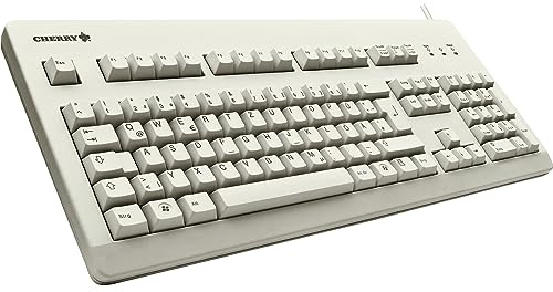 CHERRY G80-3000, diseño de la UE, teclado QWERTY, teclado con cable, teclado mecánico, interruptores MX Black, gris claro