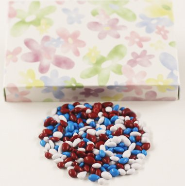 Scott's Cakes Patriotic Mix Chocolate Covered Sunflower Seeds in a 8 oz. Daisy Box
