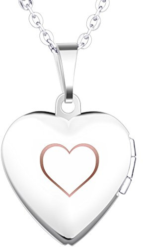 Unendlich U Hohles Liebe Herz Eingraviert Blau Öffenbares Herz Foto Medaillon Edelstahl Damen Mädchen Frauen Anhänger Halskette für Feiertag Geburtstag Gedenktag Jubiläum
