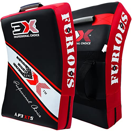 3X Sports Kick Shield Muay Thai Kickboxing, Strike Shield Blocage Pad Courbé Muay Thai Punching Foot Target MMA Boxing Training, 3 poignées rembourrées, Arts Martiaux Karaté TKD