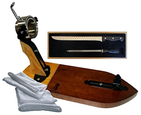 CASAVOSTRE Support à jambon Bellota 3, Coffret couteau à jambon virola, le fusil et le sac à jambon.