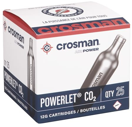 Crosman 12-Gram CO2 Powerlet Cartridges For Use With Air Rifles And Air Pistols