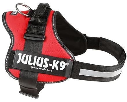 162R-1 Julius K9® Powergeschirr mit Logofeld Größe 1 Brustumfang: 65 - 80 cm Farbe: rot - K-9 Hundegeschirr Geschirr Einsatzgeschirr