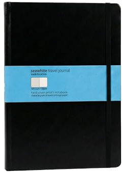 Seawhite of Brighton A4 Travel Journal - Alternate Lined & Plain 130gsm Cartridge Paper - Artist Sketchbook for Drawing, Watercolour & Mixed Media - Portable Art Diary
