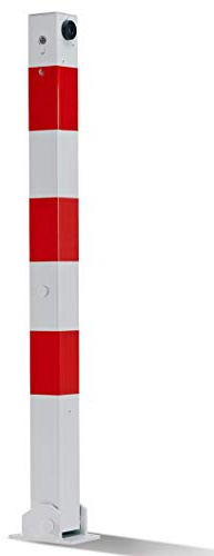 ABSPERRPFOSTEN 70x70mm Vierkantrohr, Umlegbar mit Profilzylinderschloß, zum Einbetonieren, 2 Ösen, Poller, Parkplatzsperre