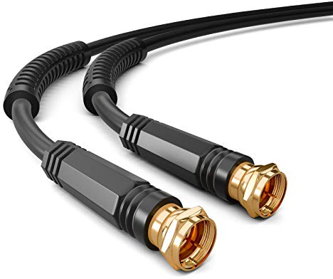 HB-DIGITAL 10 m SAT TV Antennenkabel Koaxialkabel HDTV 8K 4K Anschlusskabel + Radio Mantelstromfilter Vergoldete Metallstecker - Schwarz