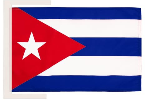 AZ FLAG Bandera de Cuba 45x30cm - BANDERINA Cubana 30 x 45 cm cordeles Poliester Ligero | Uso interior Enseña costuras dobles y bordes reforzados