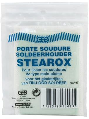 GEB STEAROX porte soudure. Feutre imprégné pour lissage des soudures type étain-plomb avant solidification, sans se brûler. A combiner avec le suif afin de se protéger de la chaleur.