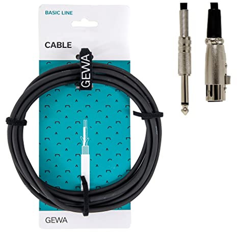 GEWA Cable de micrófono Basic Line 6 m, negro, XLR(f) - jack 6,3 mm mono, 190065