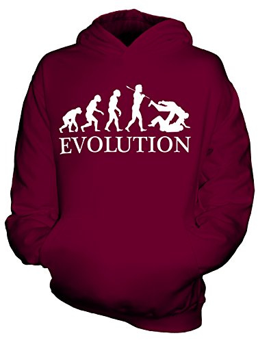 Candymix – Judo Evolution of Man – unisex barn huvtröja pojkar flickor barn småbarn tröja med huva topp, Vinröd, 9-11 år