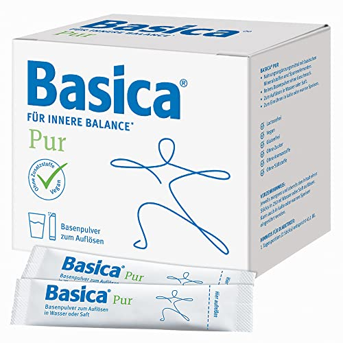 Basica® Pur Basenpulver zum Auflösen in Wasser | für eine normale Säure Basen Balance | vegan, laktosefrei & ohne Zucker | verschiedene basische Mineralien und Spurenelemente | 50 Sticks