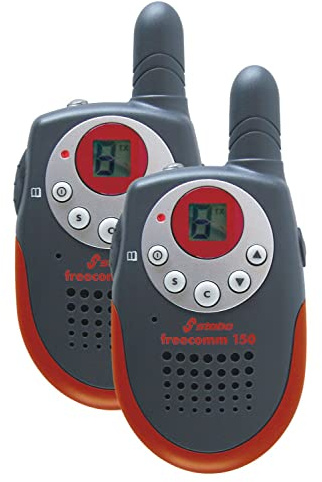 Stabo Elektronik 20131 - Funkhandy-Set Freecomm 150, 2 Funkgeräte mit blauem LED-Licht für Kinder